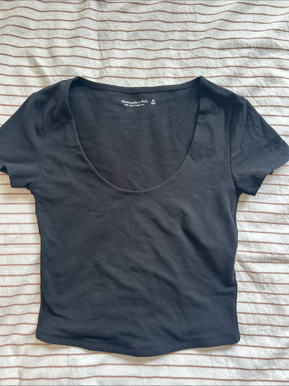 Abercrombie & Fitch Black Scoop Neck Short Sleeve Top